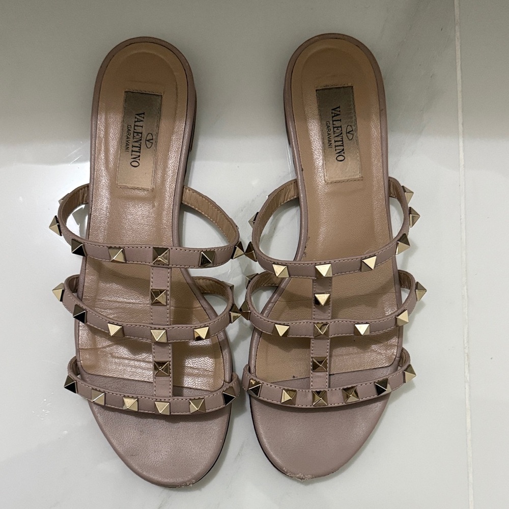 Valentino Women's Studded Sandals - Light Brown